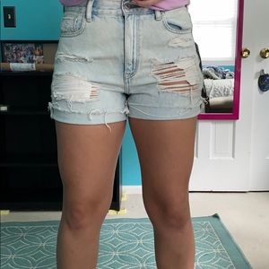 high waited denim shorts